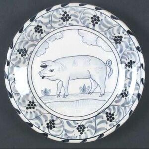 Vtg DOVIS DESIGNS by Foreign Advisory Porcelain Pig Farm Handmade Plate#1026254